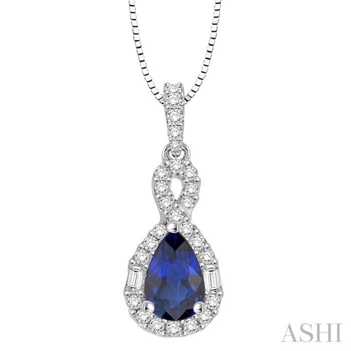 ASHI Pear Shape Gemstone & Halo Diamond Pendant 58535PPFHPDSPWG