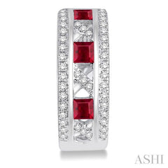 ASHI Princess Shape Gemstone & Diamond Hoop Earrings 58545PPFHERRBWG