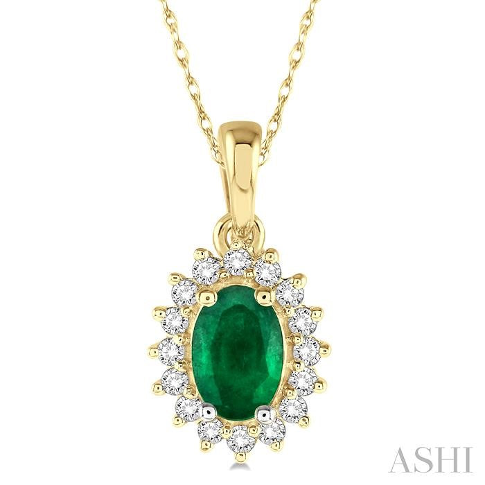 ASHI Oval Shape Gemstone & Halo Diamond Pendant 58568PPTXPDEMYG