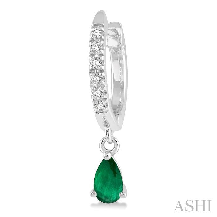 ASHI Pear Shape Gemstone & Petite Diamond Huggie Fashion Earrings 58638PPTSEREMWG