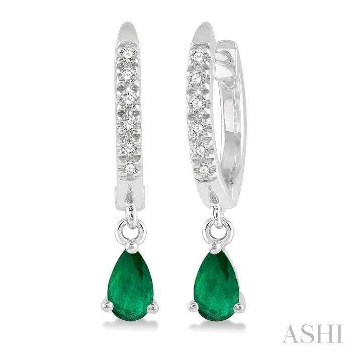 ASHI Pear Shape Gemstone & Petite Diamond Huggie Fashion Earrings 58638PPTSEREMWG