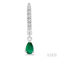 ASHI Pear Shape Gemstone & Petite Diamond Huggie Fashion Earrings 58638PPTSEREMWG