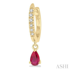 ASHI Pear Shape Gemstone & Petite Diamond Huggie Fashion Earrings 58638PPTSERRBYG