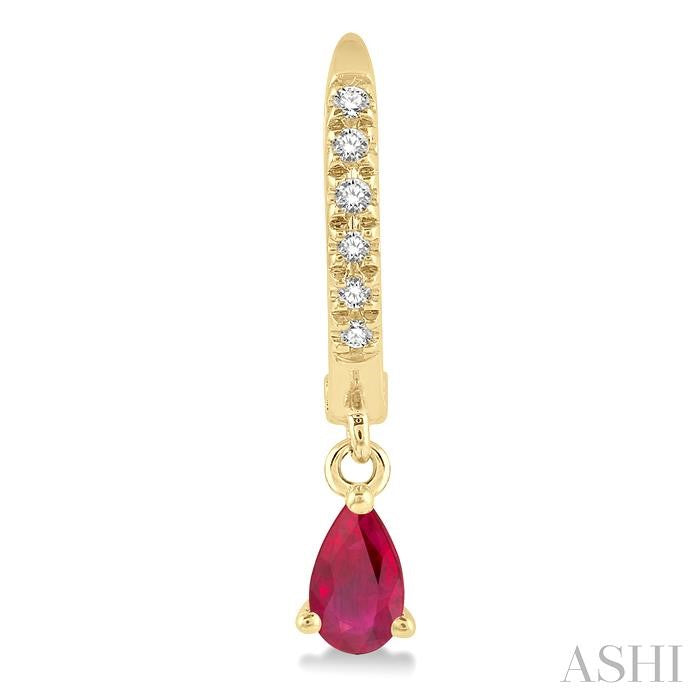 ASHI Pear Shape Gemstone & Petite Diamond Huggie Fashion Earrings 58638PPTSERRBYG