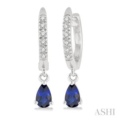 ASHI Pear Shape Gemstone & Petite Diamond Huggie Fashion Earrings 58638PPTSERSPWG