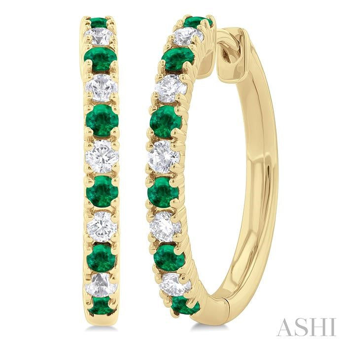 ASHI Alternate Gemstone & Diamond Hoop Earrings 58656PPTGEREMYG