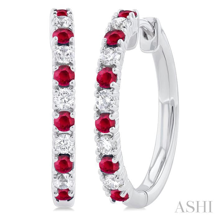 ASHI Alternate Gemstone & Diamond Hoop Earrings 58656PPTGERRBWG