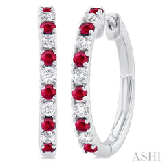 ASHI Alternate Gemstone & Diamond Hoop Earrings 58656PPTGERRBWG