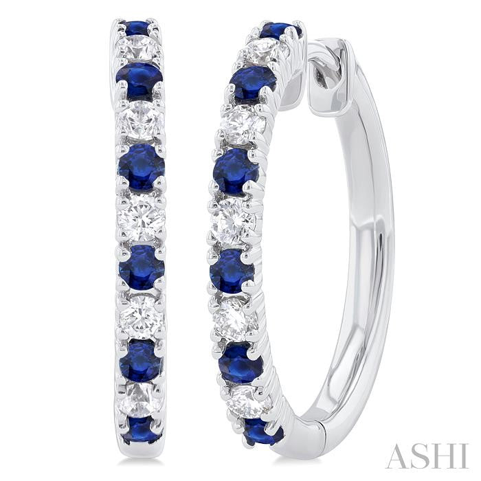 ASHI Alternate Gemstone & Diamond Hoop Earrings 58656PPTGERSPWG