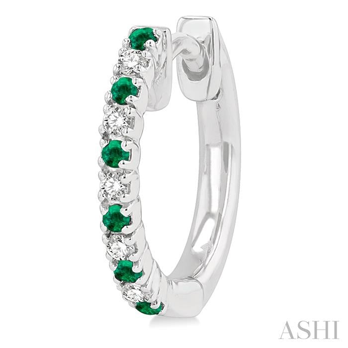 ASHI Alternate Gemstone & Diamond Huggie Fashion Earrings 58658PPTSEREMWG