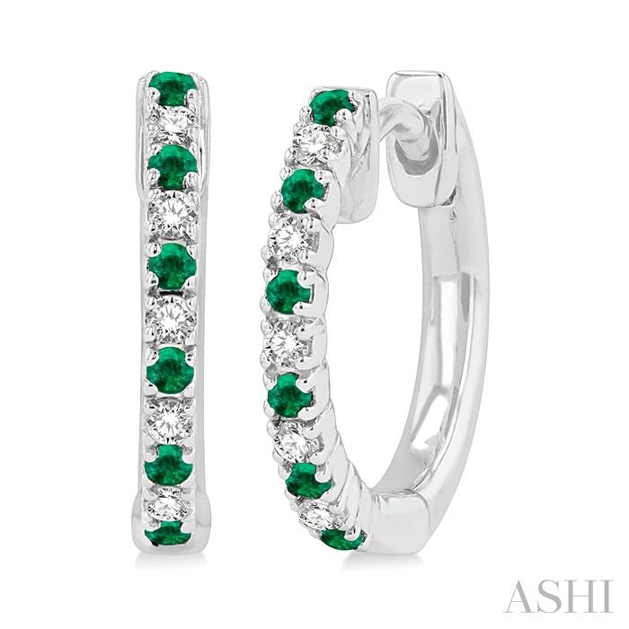 ASHI Alternate Gemstone & Diamond Huggie Fashion Earrings 58658PPTSEREMWG