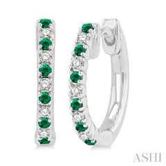 ASHI Alternate Gemstone & Diamond Huggie Fashion Earrings 58658PPTSEREMWG