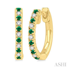 ASHI Alternate Gemstone & Diamond Huggie Fashion Earrings 58658PPTSEREMYG