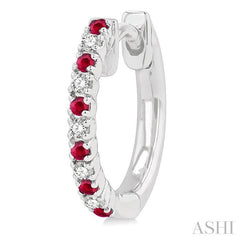 ASHI Alternate Gemstone & Diamond Huggie Fashion Earrings 58658PPTSERRBWG