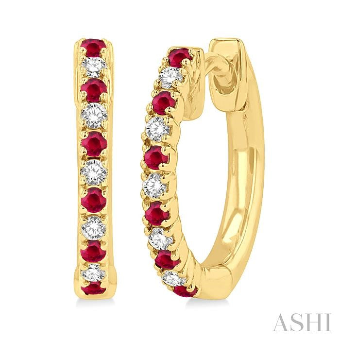 ASHI Alternate Gemstone & Diamond Huggie Fashion Earrings 58658PPTSERRBYG