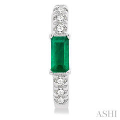 ASHI Emerald Shape Gemstone & Petite Diamond Huggie Fashion Earrings 58668PPTSEREMWG