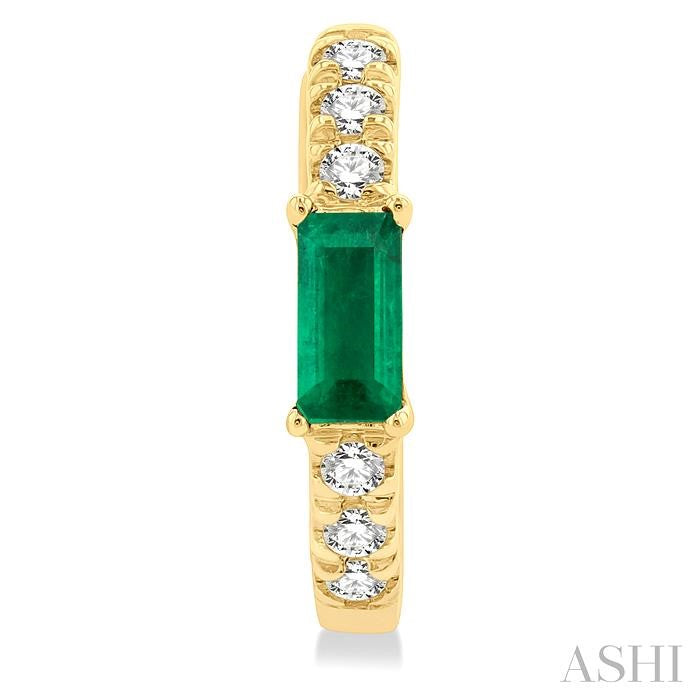 ASHI Emerald Shape Gemstone & Petite Diamond Huggie Fashion Earrings 58668PPTSEREMYG