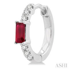 ASHI Emerald Shape Gemstone & Petite Diamond Huggie Fashion Earrings 58668PPTSERRBWG