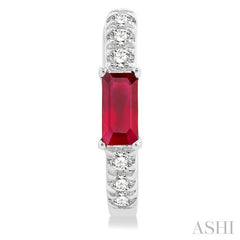 ASHI Emerald Shape Gemstone & Petite Diamond Huggie Fashion Earrings 58668PPTSERRBWG