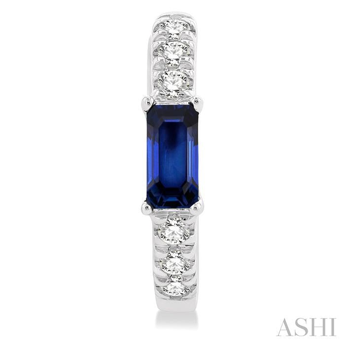 ASHI Emerald Shape Gemstone & Petite Diamond Huggie Fashion Earrings 58668PPTSERSPWG