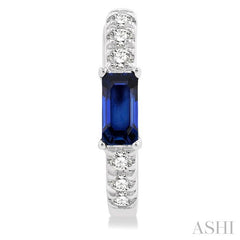 ASHI Emerald Shape Gemstone & Petite Diamond Huggie Fashion Earrings 58668PPTSERSPWG