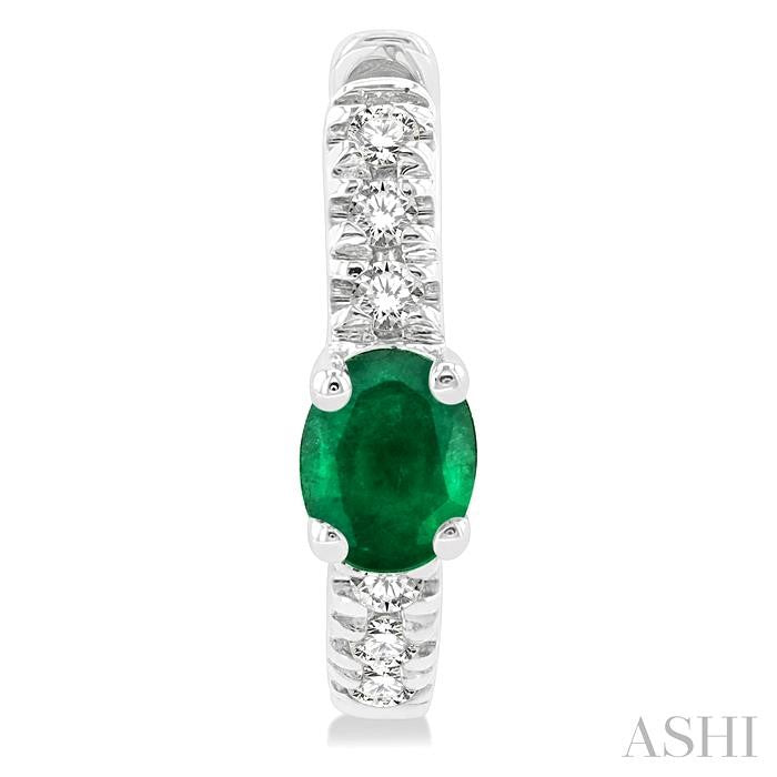 ASHI Oval Shape Gemstone & Petite Diamond Huggie Fashion Earrings 58678PPTSEREMWG