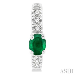 ASHI Oval Shape Gemstone & Petite Diamond Huggie Fashion Earrings 58678PPTSEREMWG