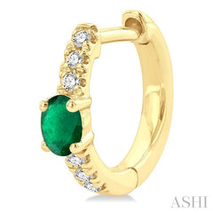 ASHI Oval Shape Gemstone & Petite Diamond Huggie Fashion Earrings 58678PPTSEREMYG