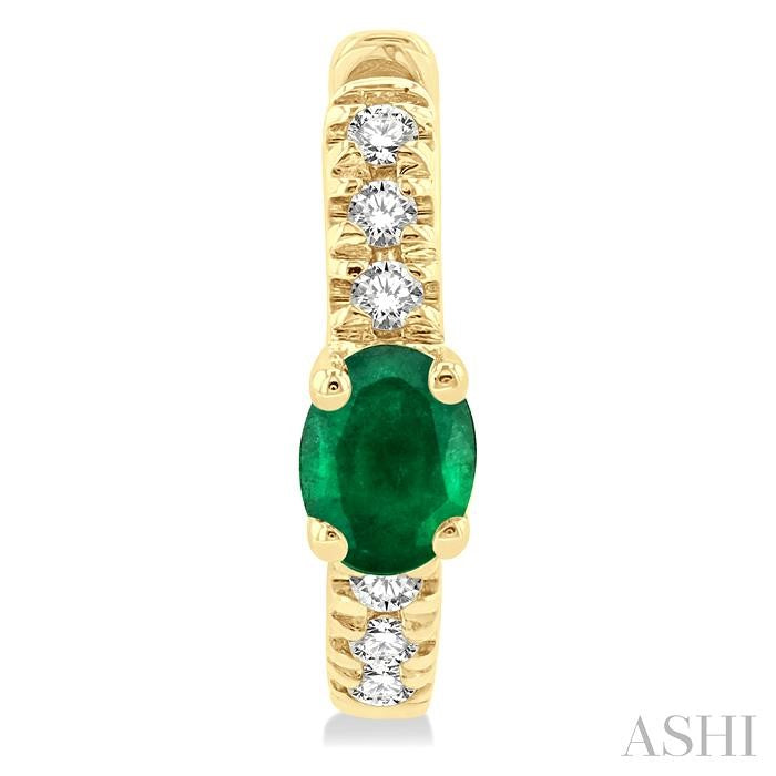 ASHI Oval Shape Gemstone & Petite Diamond Huggie Fashion Earrings 58678PPTSEREMYG