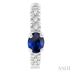 ASHI Oval Shape Gemstone & Petite Diamond Huggie Fashion Earrings 58678PPTSERSPWG