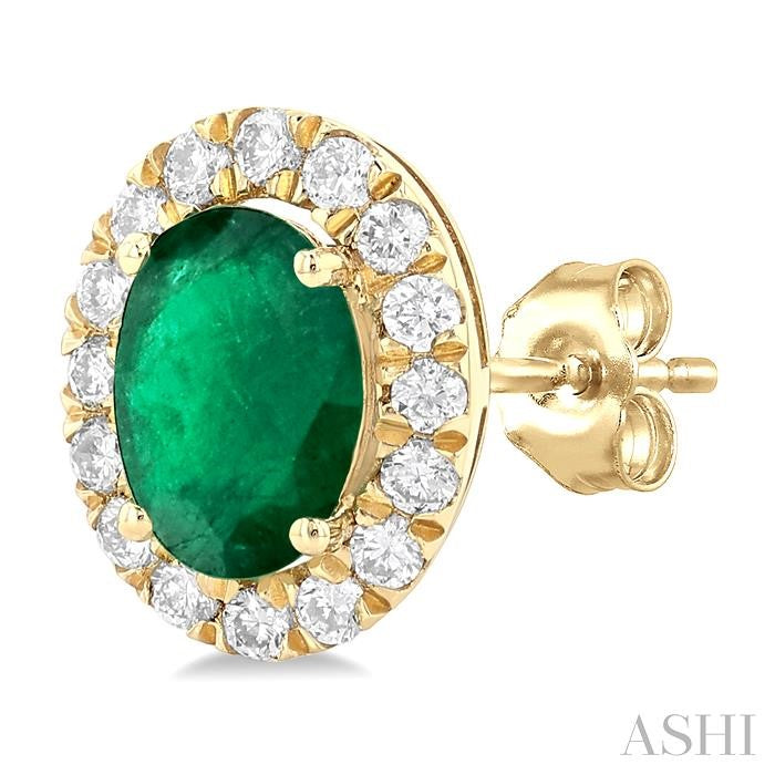 ASHI Oval Shape Gemstone & Halo Diamond Earrings 58696PPFGEREMYG-OV
