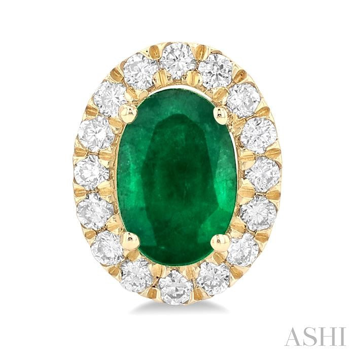 ASHI Oval Shape Gemstone & Halo Diamond Earrings 58696PPFGEREMYG-OV