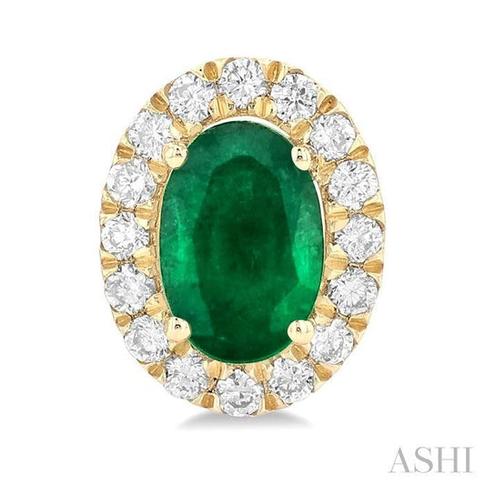 ASHI Oval Shape Gemstone & Halo Diamond Earrings 58696PPFGEREMYG-OV