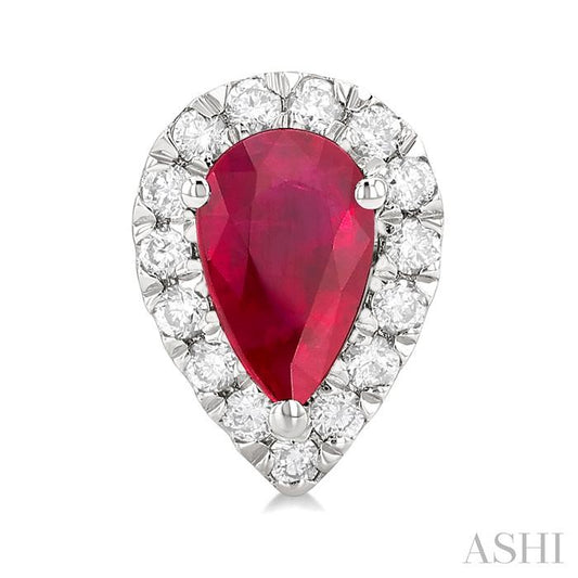ASHI Pear Shape Gemstone & Halo Diamond Earrings 58696PPFGERRBWG-PR