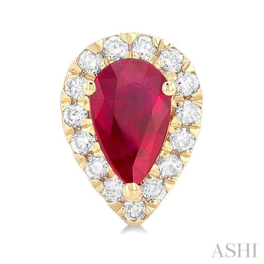 ASHI Pear Shape Gemstone & Halo Diamond Earrings 58696PPFGERRBYG-PR