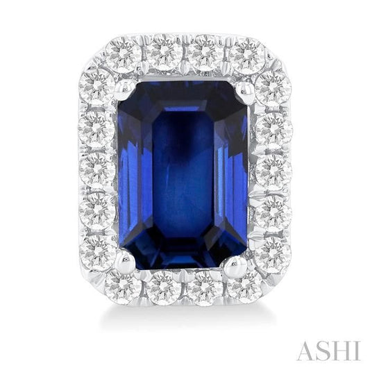 ASHI Emerald Shape Gemstone & Halo Diamond Earrings 58696PPFGERSPWG-OC