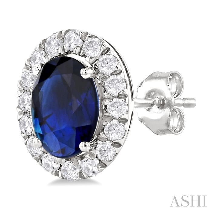 ASHI Oval Shape Gemstone & Halo Diamond Earrings 58696PPFGERSPWG-OV