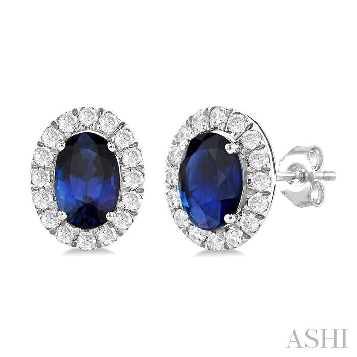 ASHI Oval Shape Gemstone & Halo Diamond Earrings 58696PPFGERSPWG-OV