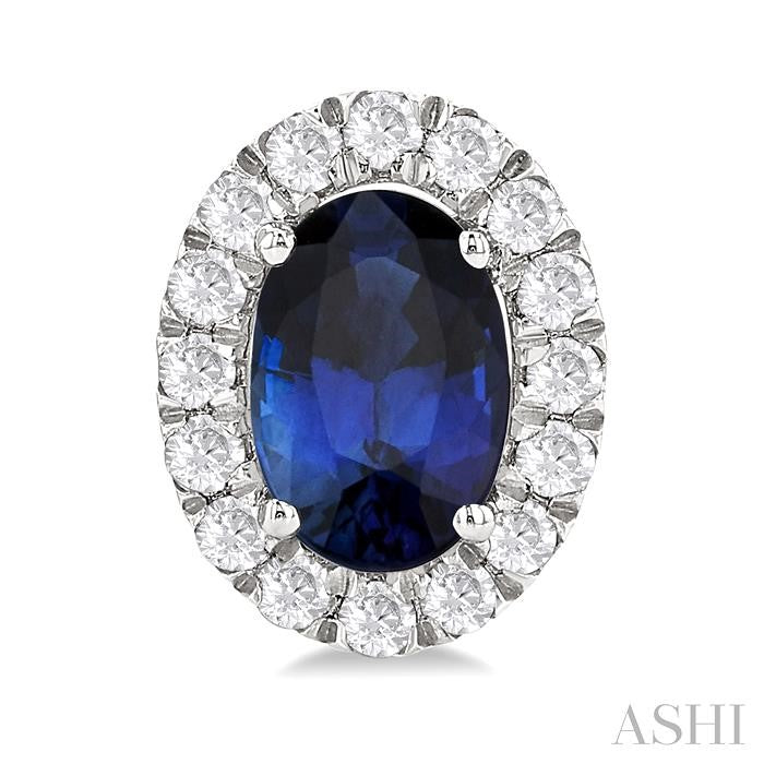 ASHI Oval Shape Gemstone & Halo Diamond Earrings 58696PPFGERSPWG-OV