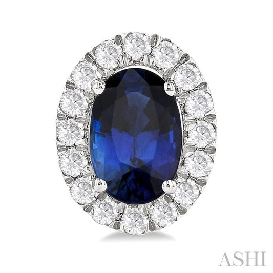 ASHI Oval Shape Gemstone & Halo Diamond Earrings 58696PPFGERSPWG-OV