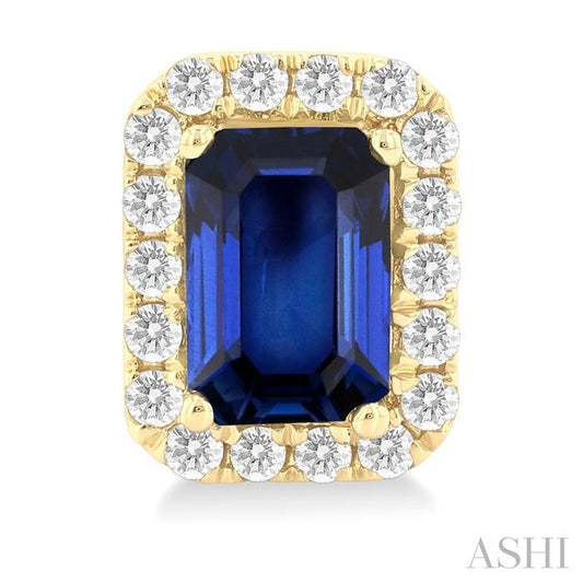 ASHI Emerald Shape Gemstone & Halo Diamond Earrings 58696PPFGERSPYG-OC