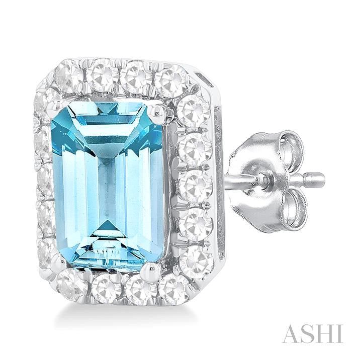 ASHI Emerald Shape Gemstone & Halo Diamond Earrings 58696PPTGERAQWG-OC