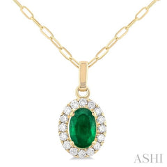 ASHI Oval Shape Gemstone & Halo Diamond Pendant 58698PPFGPDEMYG-OV