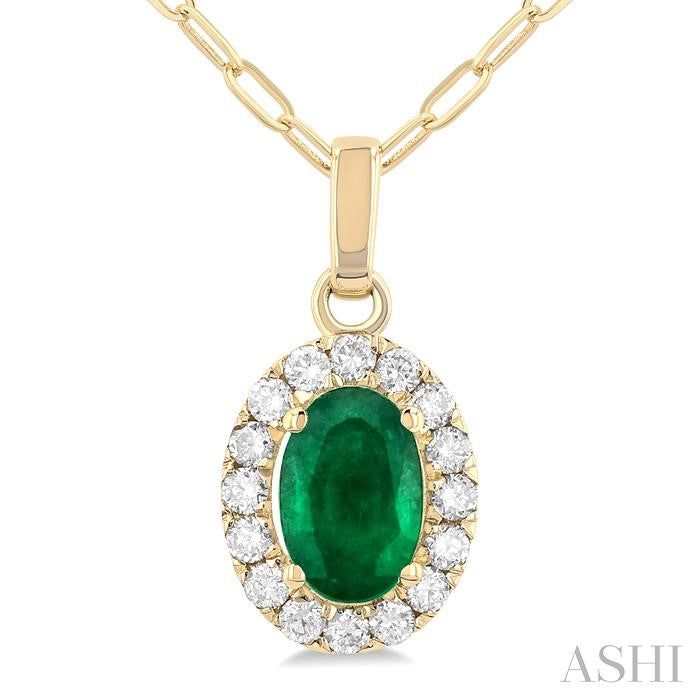 ASHI Oval Shape Gemstone & Halo Diamond Pendant 58698PPFGPDEMYG-OV