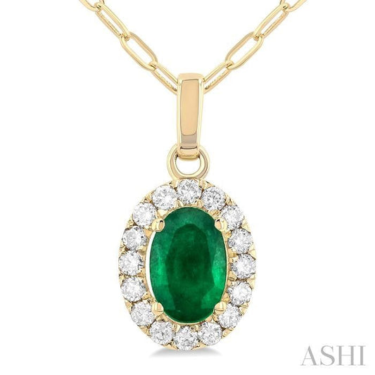 ASHI Oval Shape Gemstone & Halo Diamond Pendant 58698PPFGPDEMYG-OV