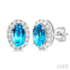 ASHI Oval Shape Gemstone & Halo Diamond Earrings 58698PPFSERBTWG-OV