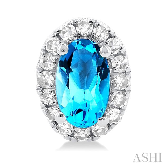 ASHI Oval Shape Gemstone & Halo Diamond Earrings 58698PPFSERBTWG-OV