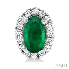 ASHI Oval Shape Gemstone & Halo Diamond Earrings 58698PPFSEREMWG-OV