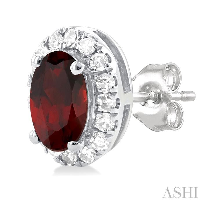 ASHI Oval Shape Gemstone & Halo Diamond Earrings 58698PPFSERGTWG-OV