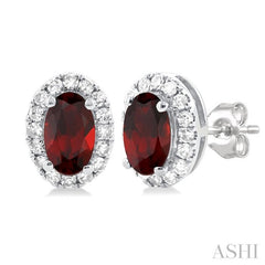 ASHI Oval Shape Gemstone & Halo Diamond Earrings 58698PPFSERGTWG-OV